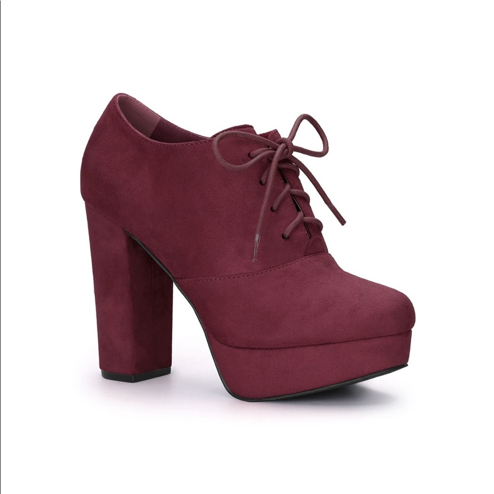 Burgundy Platform Block Heels NWOT